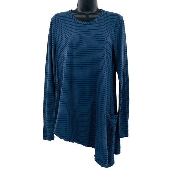 Cut Loose asymmetrical tunic stripe pocket lagenlook blue women's size S - Picture 1 of 9